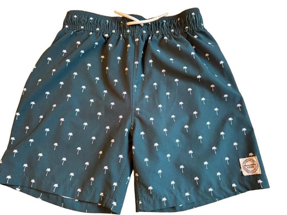 Abercrombie Kids Swim Shorts Size 9/10 Green Palm Tree Print Trunks b1420